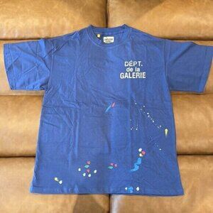 Gallery Dept Logo Painted Splatter Blue Tee Short-Sleeve Mens Size S, M, L